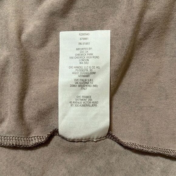 LOGO XS Brown Ivory Almost Mauve Asymmetrical V-Neck Quarter Sleeve Tunic - Picture 10 of 12